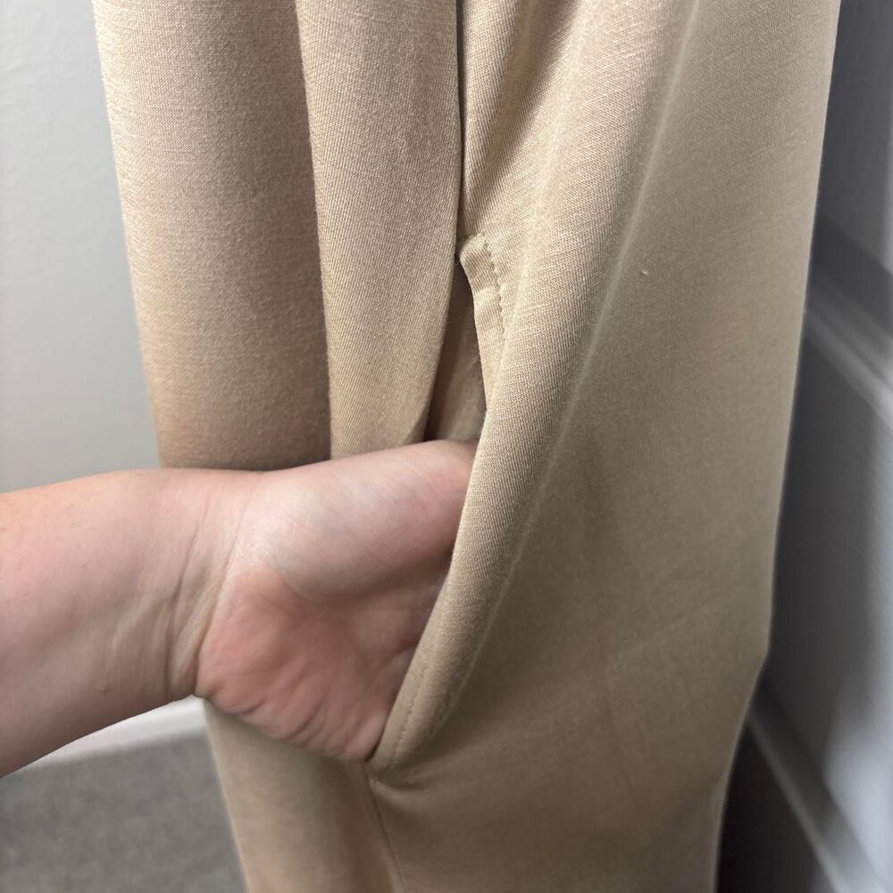 Size L Rumia Casual Coffee Maxi Dress with Side Slits and Pockets - Picture 5 of 7